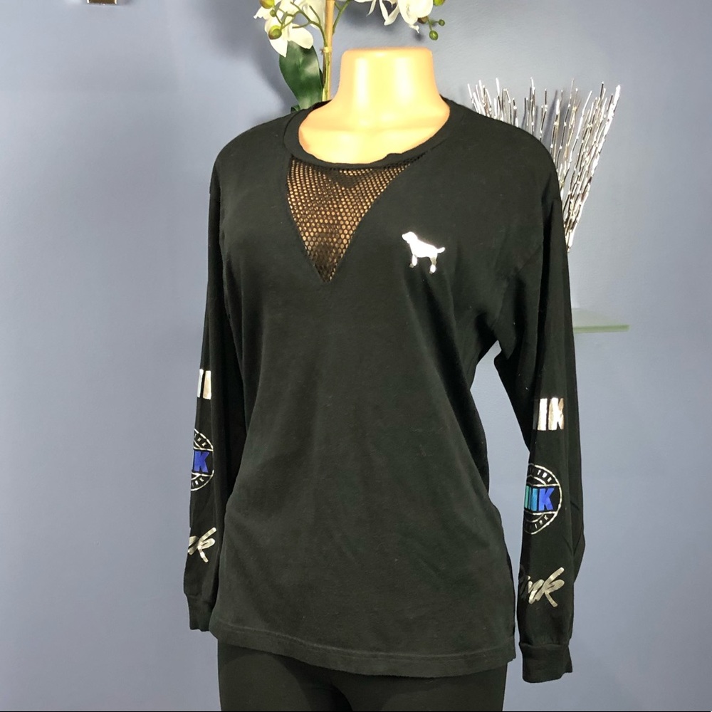 PINK VS Fishnet V Campus Long Sleeve Tee